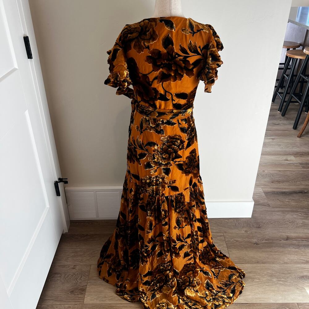 HUTCH Women's Zola Velvet Maxi Dress Size M In Gold Multi - Picture 5 of 11